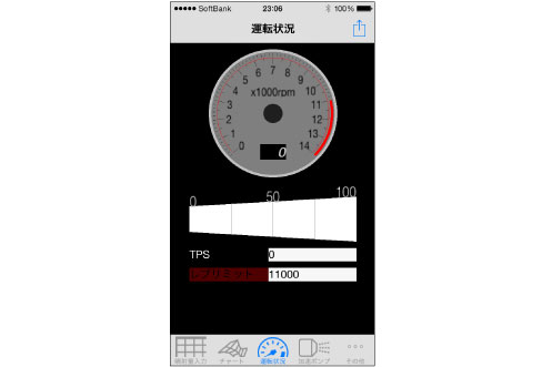 ENIGMAと切断されるとタコメーターの背景がグレーになります